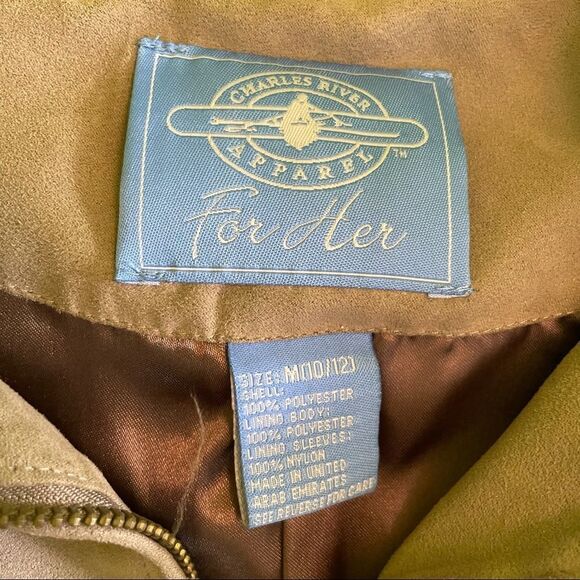 Charles River Apparel Suede Polyester Tan Zip Up Jacket - Picture 7 of 7